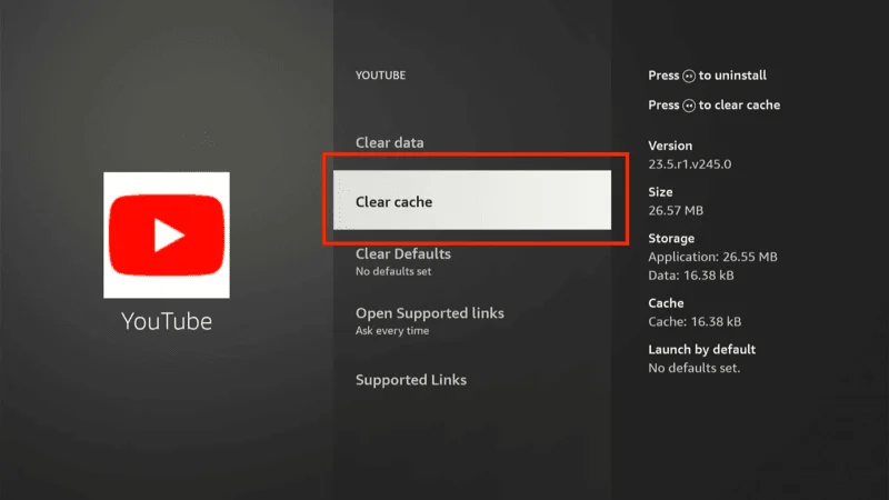 Clear Cache-YouTube Won't Open On Firestick